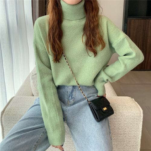 Turtleneck Sweater Women Solid Winter Warm Tender New Slouchy Ladies Elegant All-match Korean Casual Knitting Chic Cozy Pullover alx