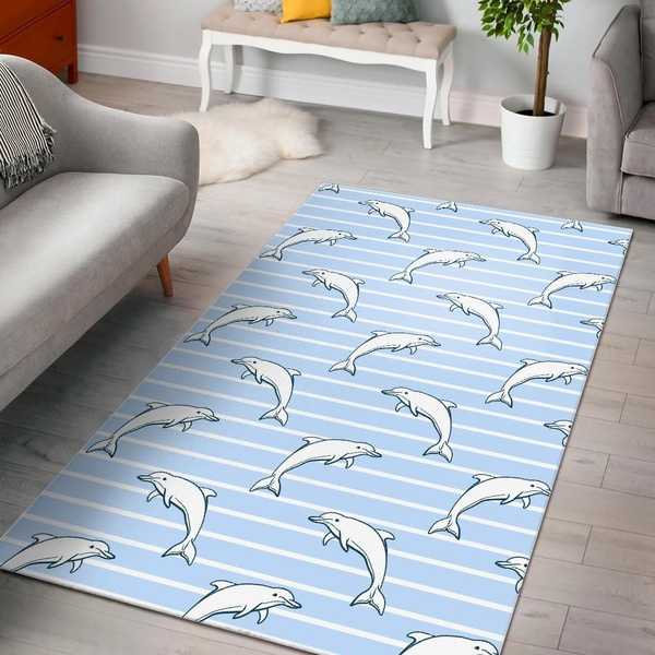 Dolphin Blue Striped Background Dhcdhc Dt1910 Rug