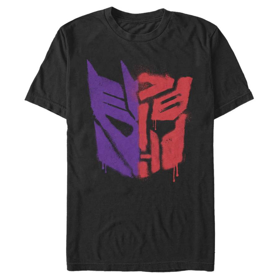 Transformers Men’s Split Bot Graffiti Logo  T-Shirt