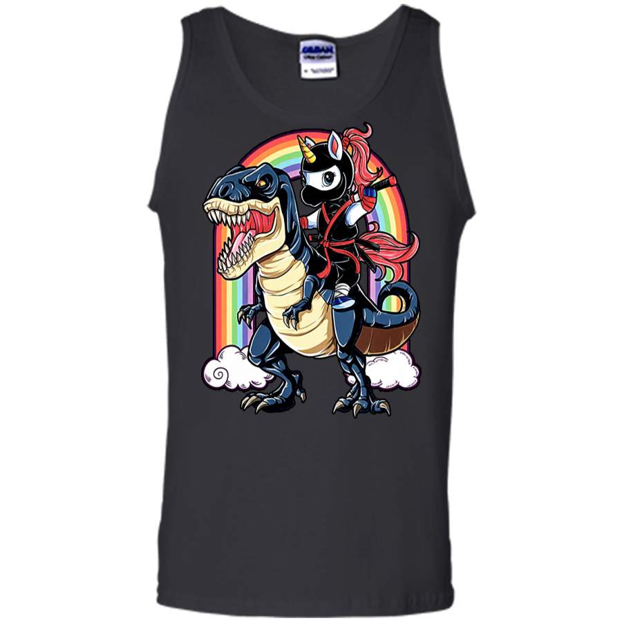 Unicorn Riding Dinosaur Shirt Funny Unicorn Ninja Shirt Tank Top