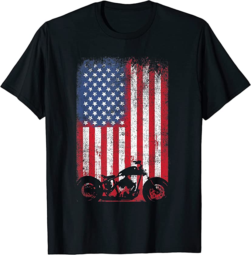 4th Of July American forth July Motor Bike USA Flag vintage T-Shirt