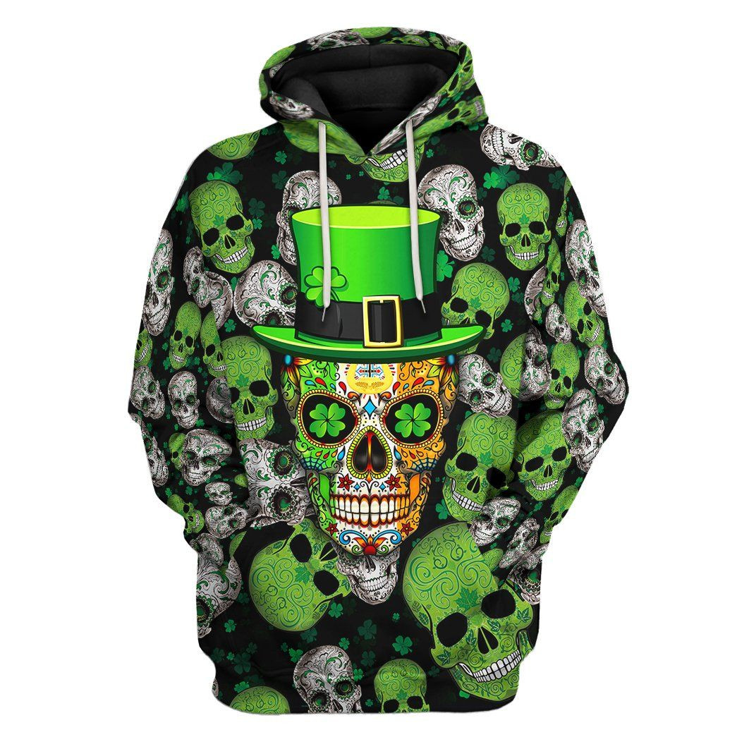3D Irish Skull St Patrick Day Custom Tshirt Hoodie Apperal