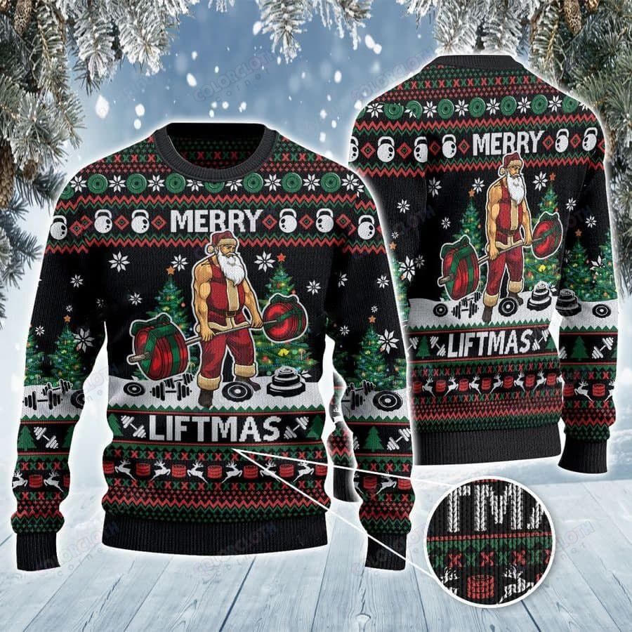 Merry Liftmas Christmas Gift Wool Sweater Tv057324