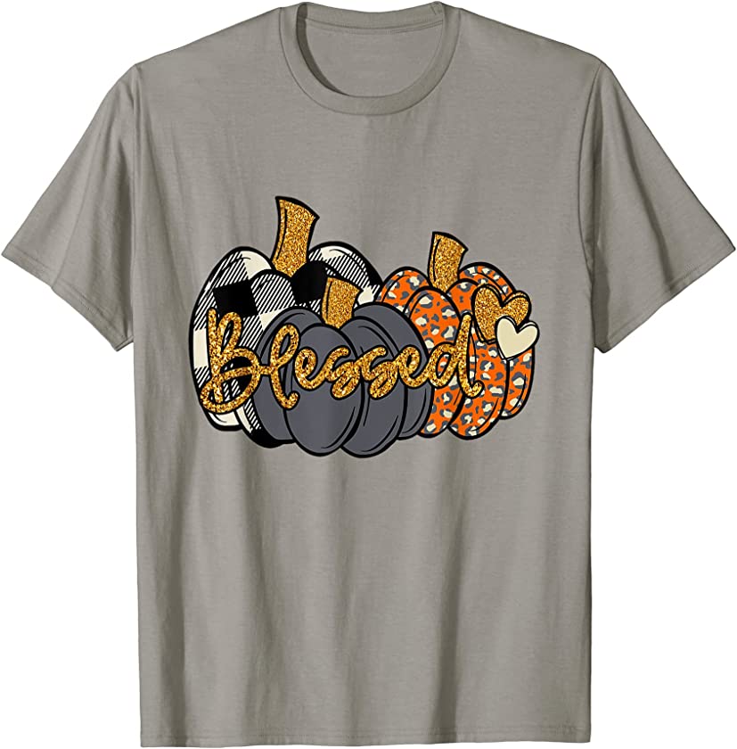 Blessed Pumpkin Thanksgiving Decor Shirt Women Leopard Ideas T-Shirt