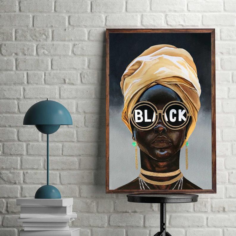 Black Queen Poster, Black Queen Portrait, Afro Queen Poster, Afro Queen Portrait, Vintage Black Girl Poster, Black Woman Portrait Art