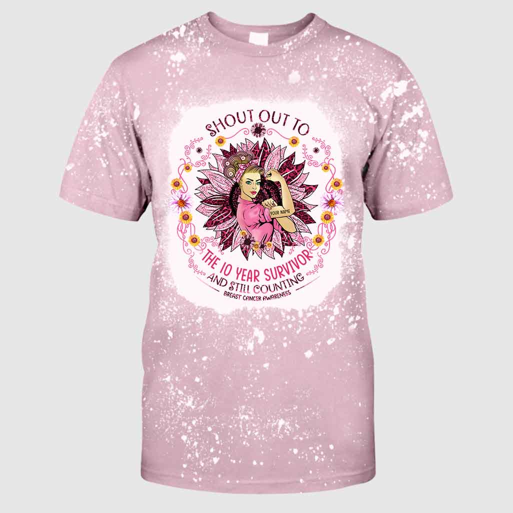 Shout Out To The Survivor – Personalized Breast Cancer Awareness Handmade Bleached Shirts