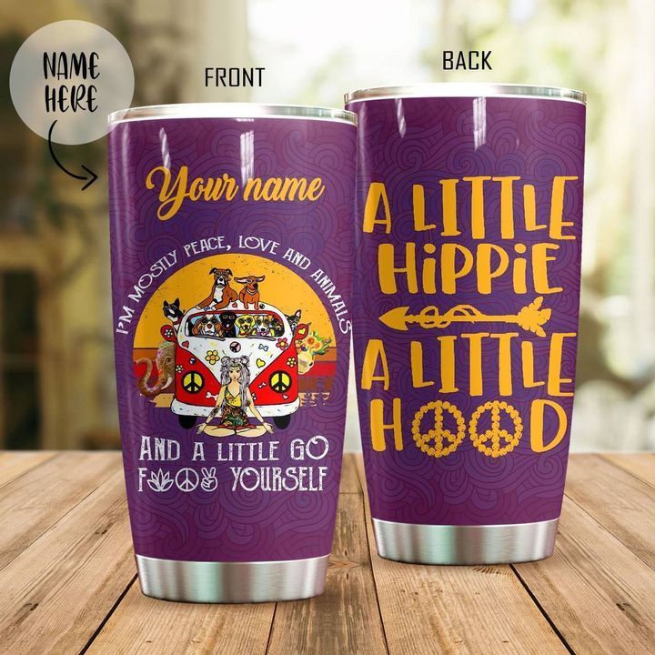 47THHHP-HIPPIE TUMBLER PERSONALIZED LOVE PEACE ANIMALS