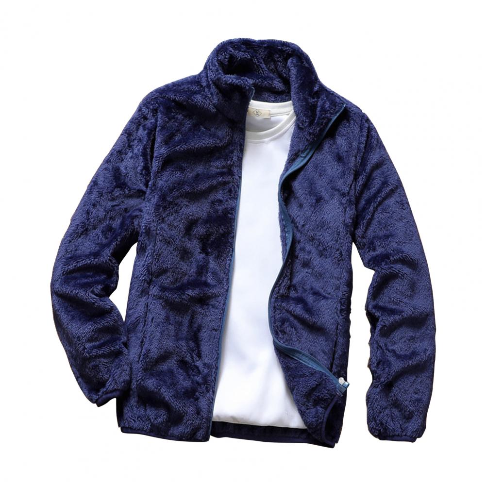 Cardigan Jacket Solid Color Men Thick Solid Color Fluffy Jacket Fluffy Jacket for Outdoor alx