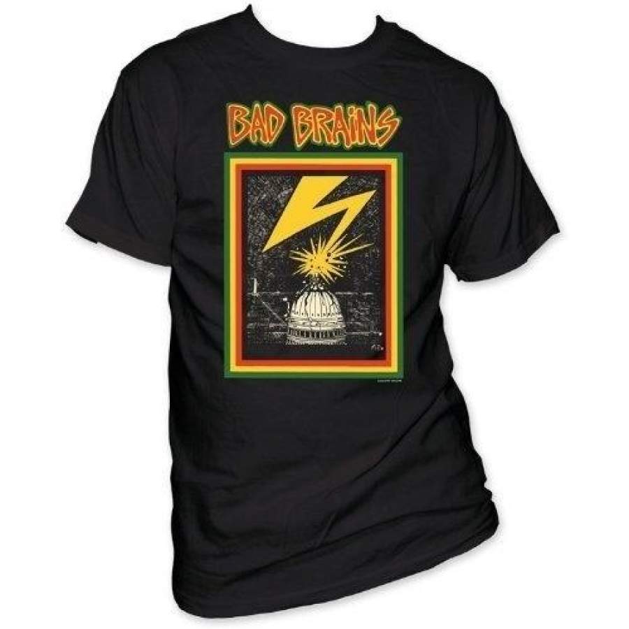 Cotton Letter Print T-shirt Summer Fashion Men’s Bad Brains Capitol T-Shirt Black
