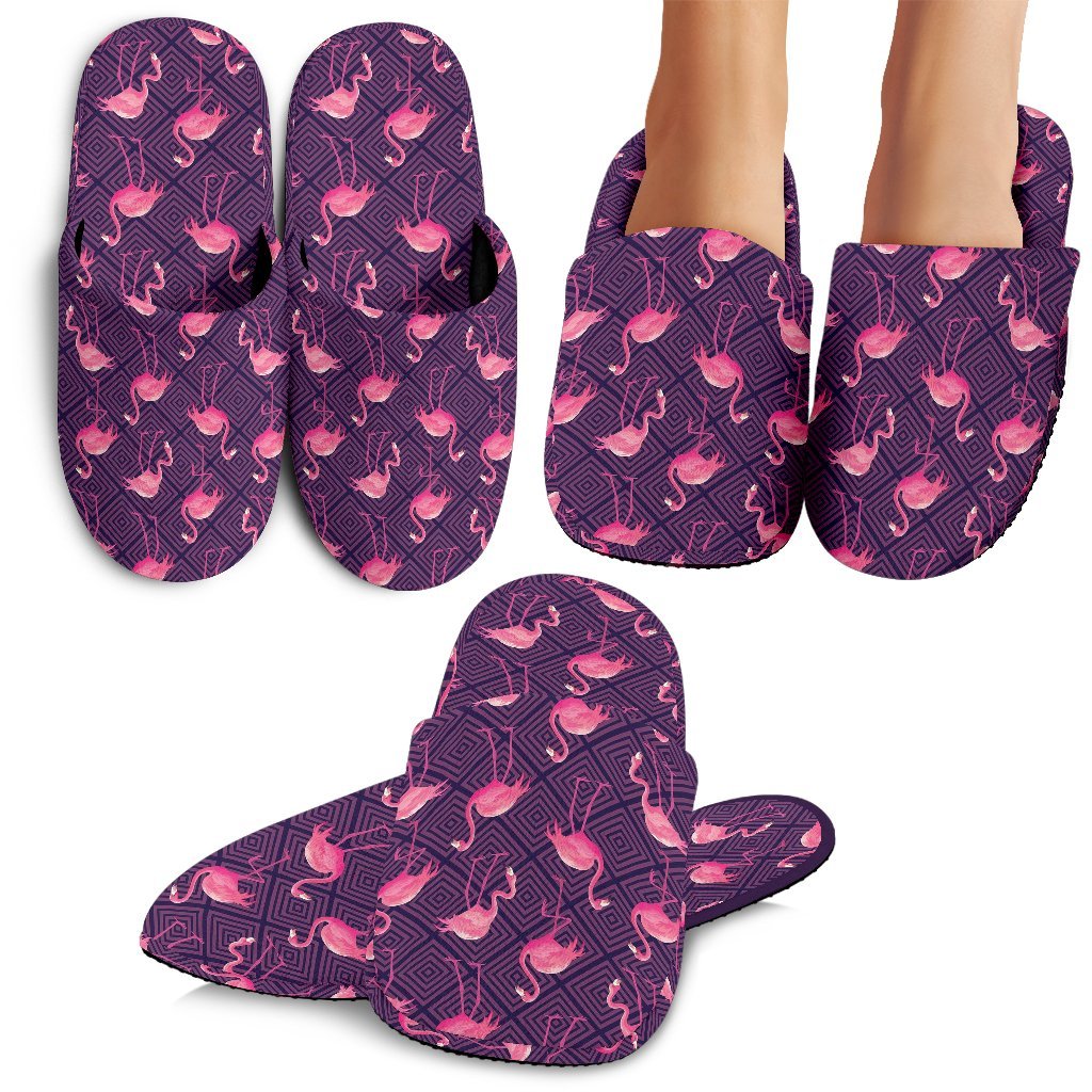 Flamingo Hawaii Tropical Stripe Pattern Print Premium Home Slippers Ha87531