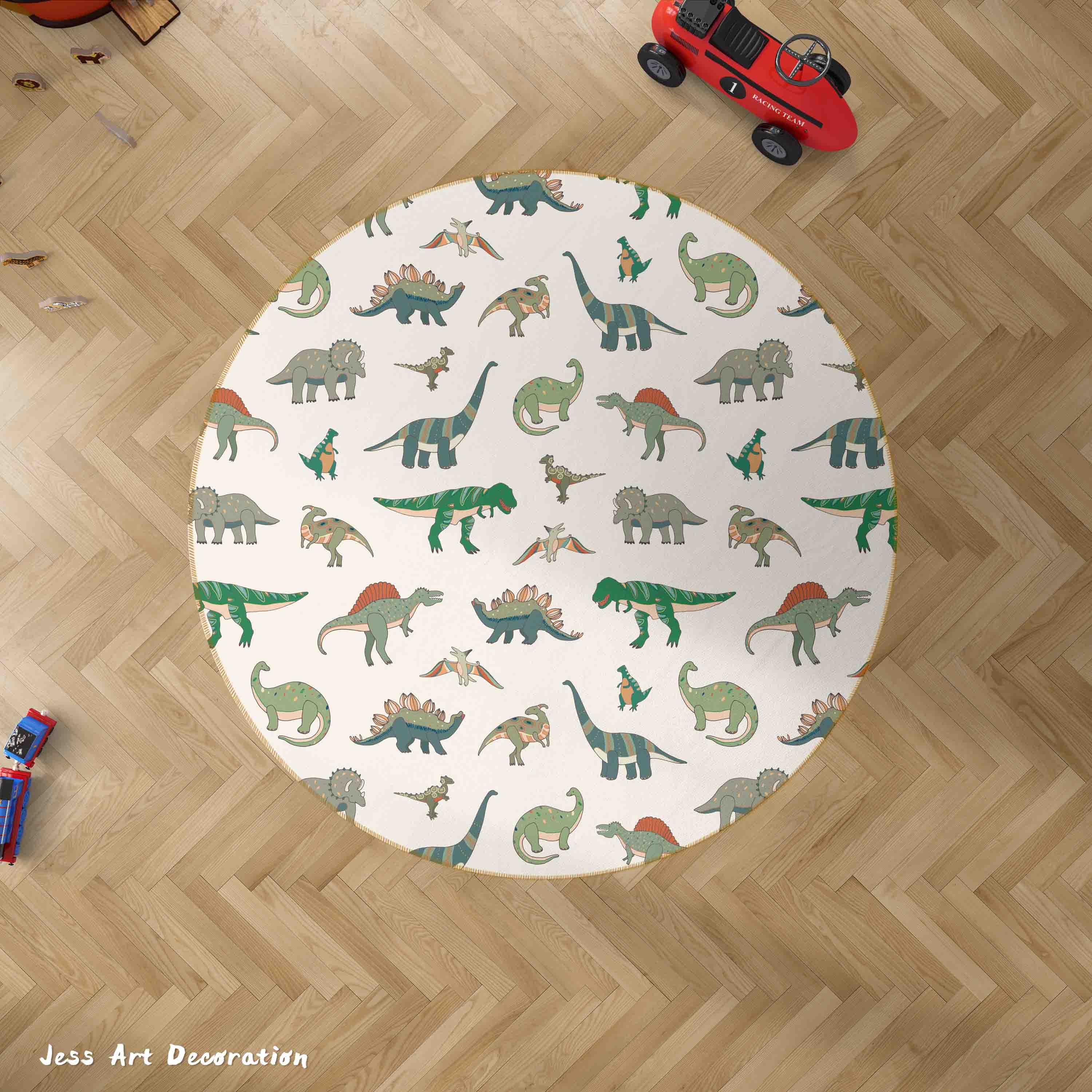 3D Cartoon Animal Dinosaur Kids Non-Slip Round Rug Mat 61