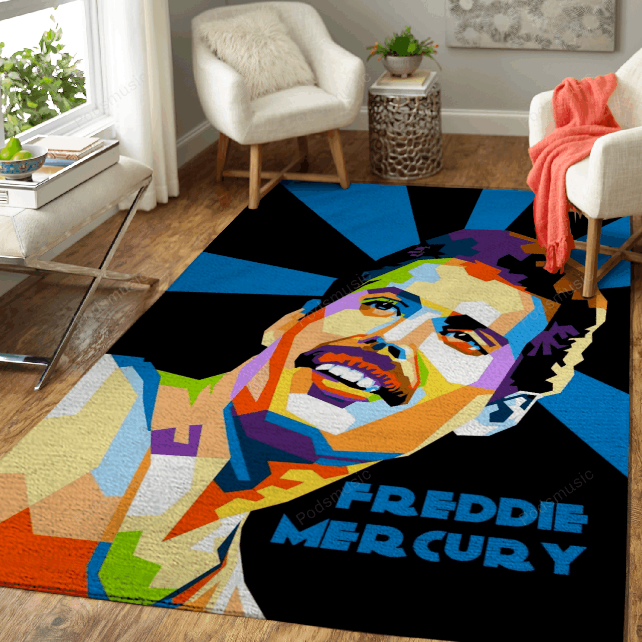 Freddie Mercury in WPAP – Music Art For Fans Area Rug Carpet