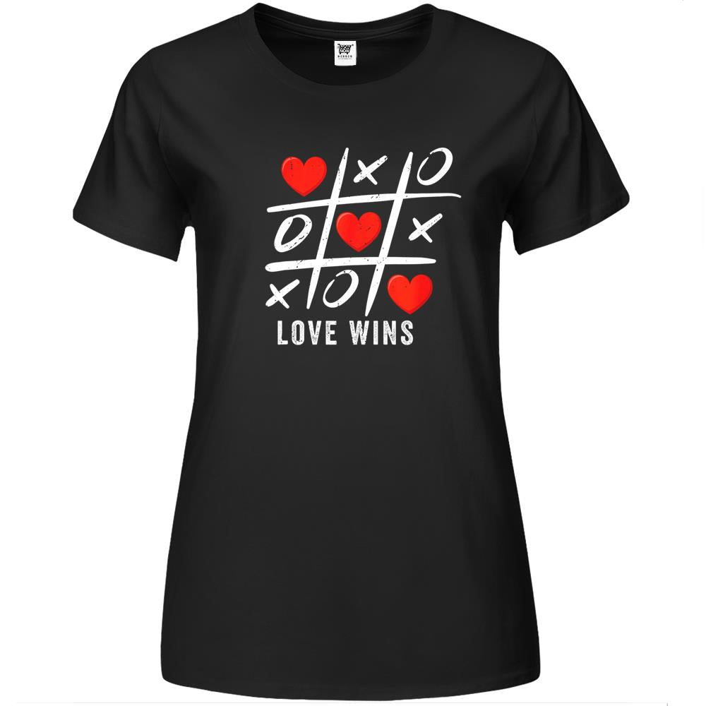 Tic Tac Toe Hearts Love Wins Valentines Day Premium Womens T Shirts