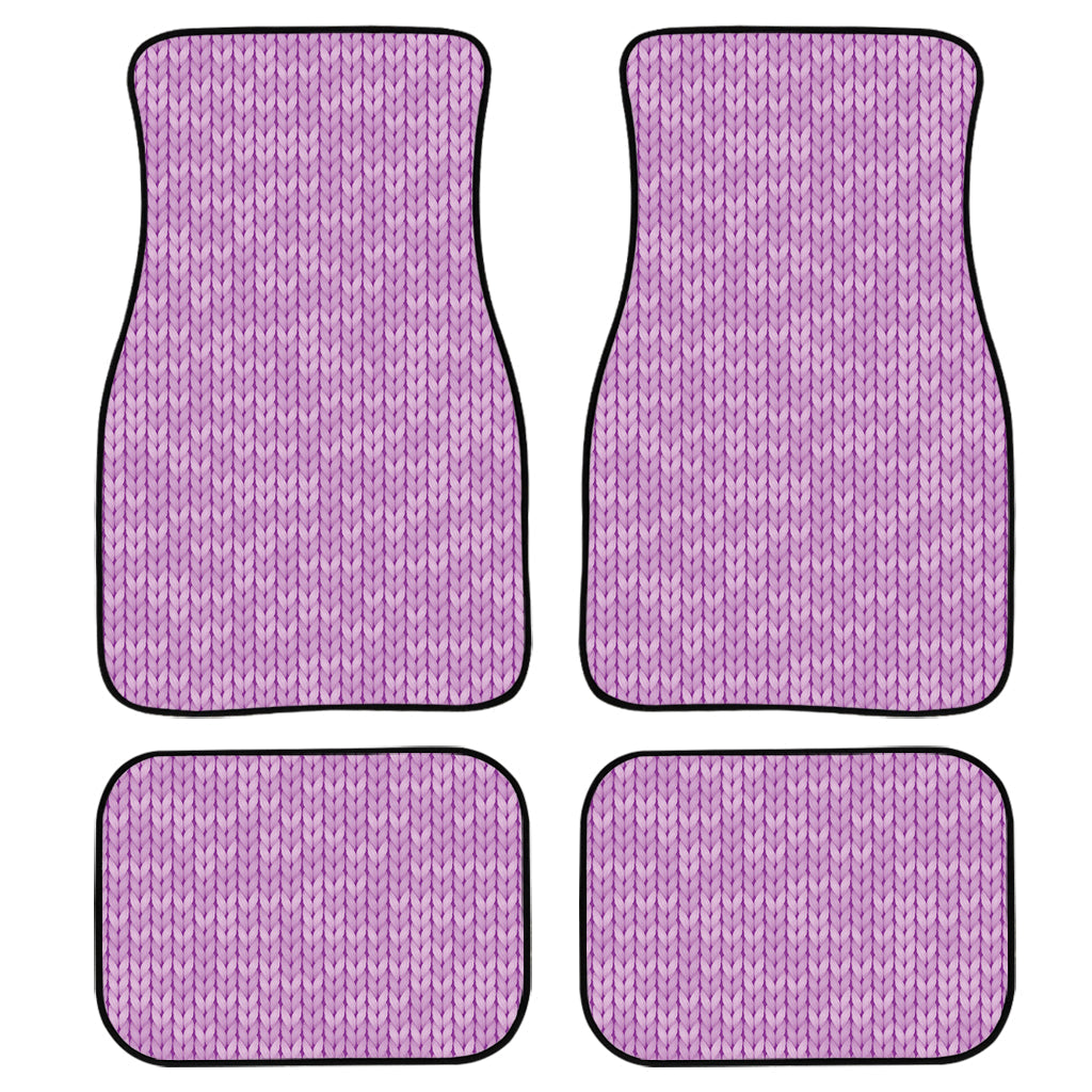 Violet Knitted Pattern Print Front And Back Car Floor Mats, Front Car Mat