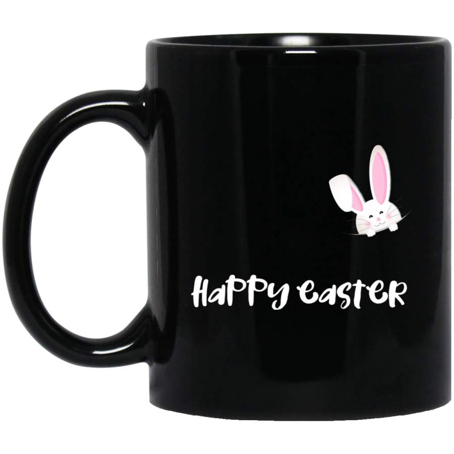 Cute Rabbit Happy Easter Boys Girls Gift Black Mug