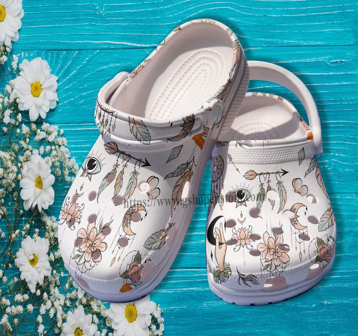 Boho Vintage Native Floral Clog Shoes For Women- Boho Vintage Shoes Clog Clogs Gift Grandma