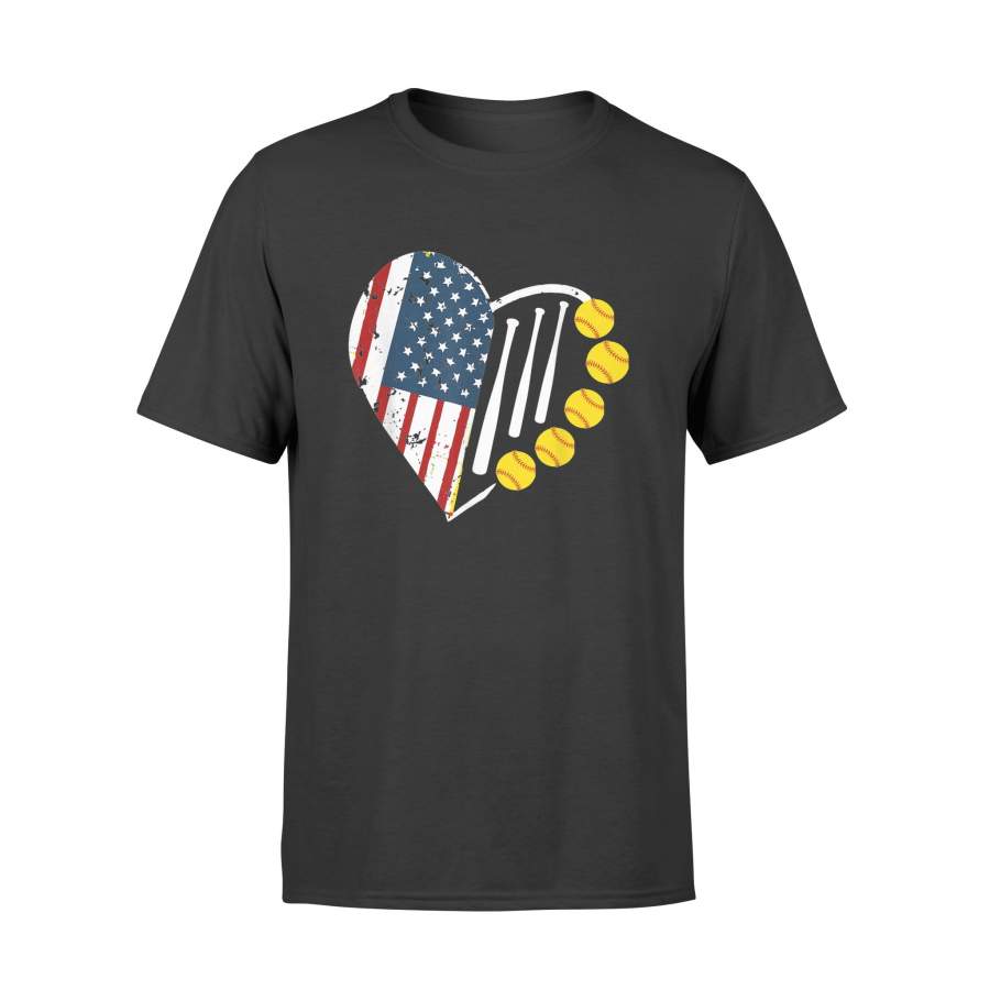 4th of July Softball American Flag T Shirt – Standard T-shirt