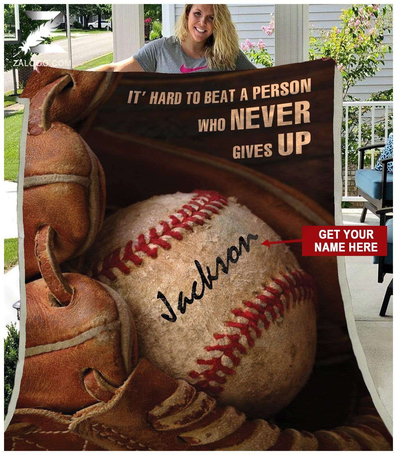 Custom Baseball – Never Give Up Quilt Blanket Ep2582