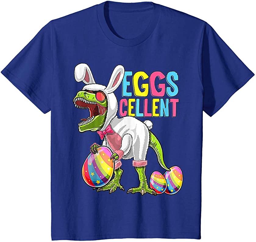 Kids Eggs Cellent Dinosaur T-Rex Easter Bunny Kids Costume Easter T-Shirt