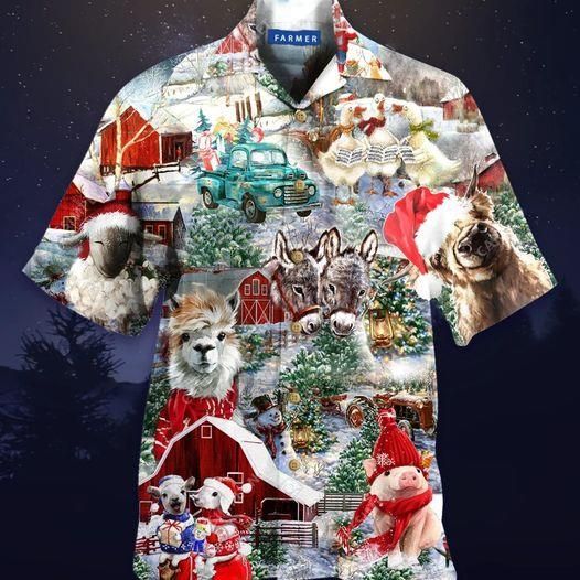 Shop From 1000 Unique Amazing Happy Farm On Christmas Hawaii Aloha Shirts Ha35574