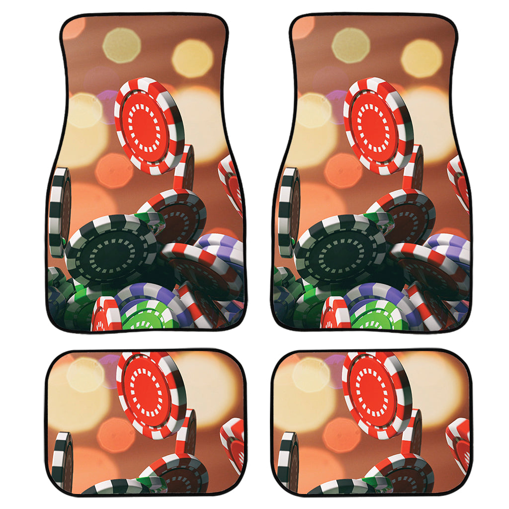 Falling Poker Chips Print Front And Back Car Floor Mats, Front Car Mat