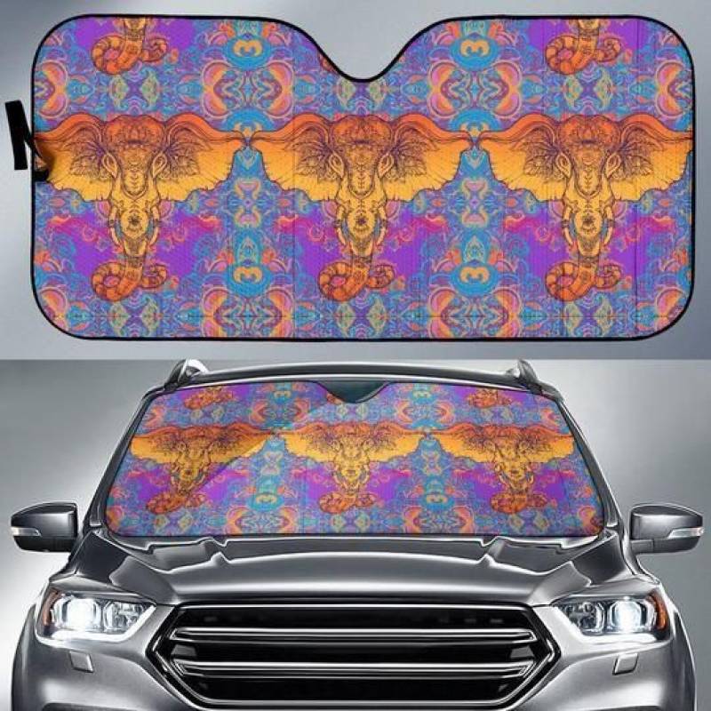 Gold Elephant Indian Car Sun Shade