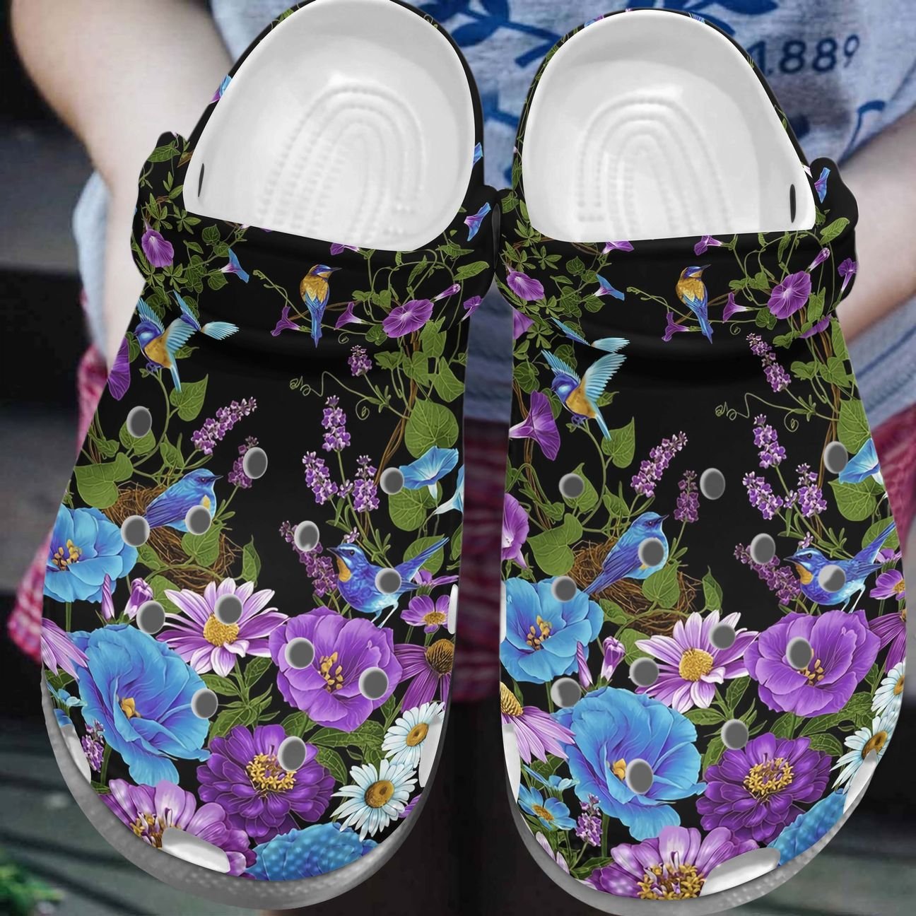 Hummingbird Personalize Clog, Custom Name, Text, Fashion Style For Women, Men, Kid, Print 3D Whitesole Lovely Hummingbirds