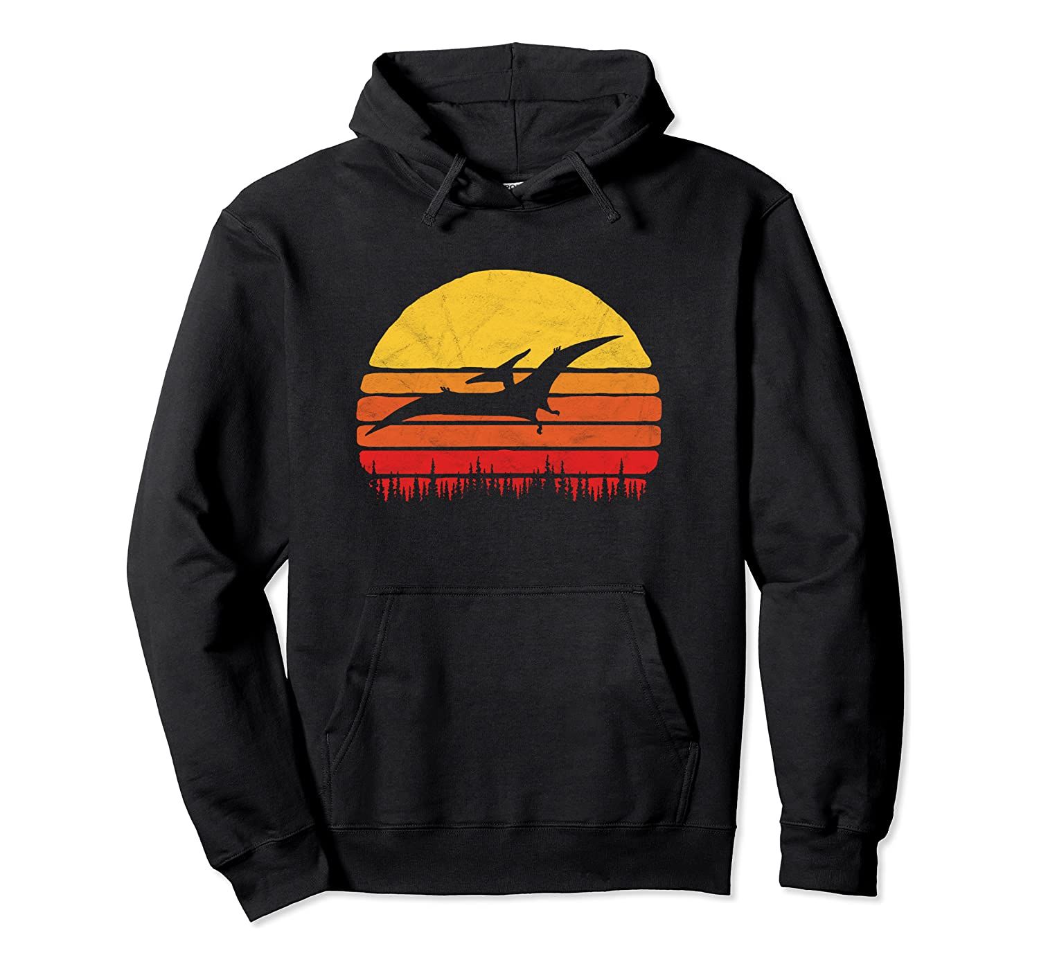 Vintage Pterodactyl Dinosaur Hoodie- Retro Sun, T-Shirt, Sweatshirt, Tank Top, Racerback, Dolman