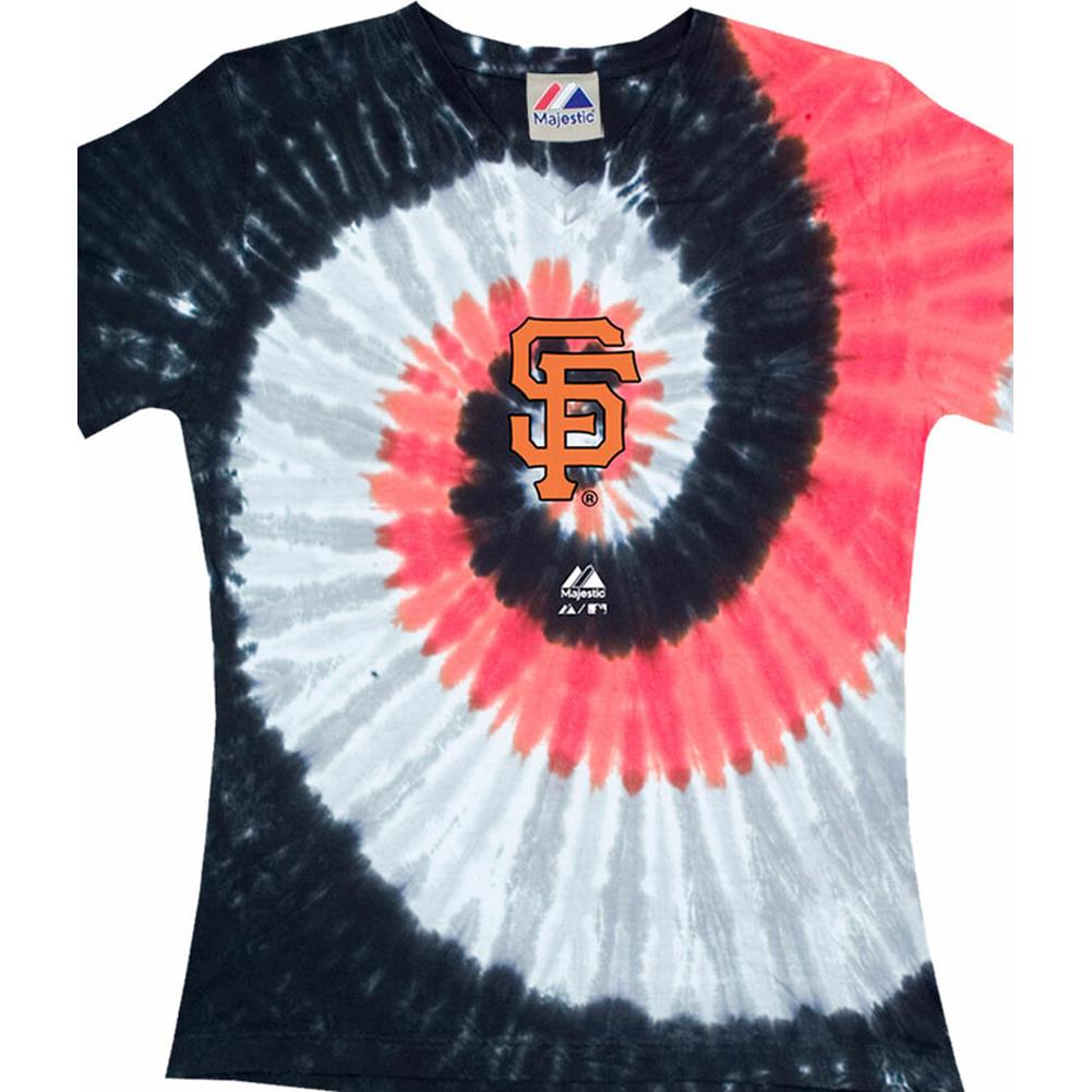 San Francisco Giants Spiral V Tie-Dye Juniors Long Length T-Shirt