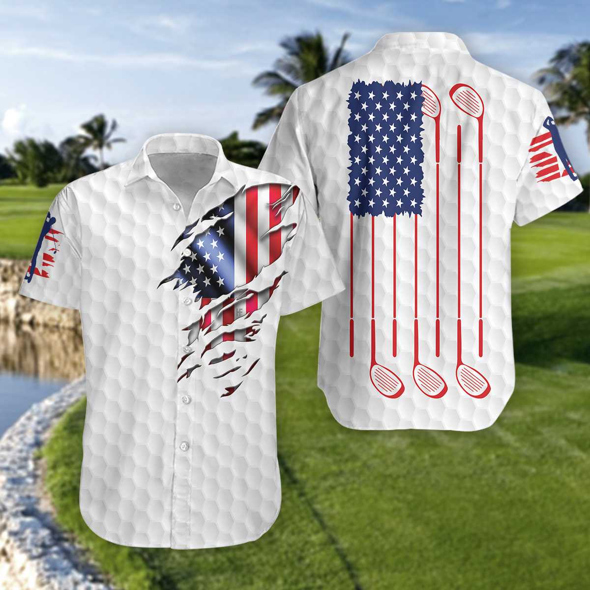 American Golf Flag Unisex Hawaii Summer Beach Shirts Ha102085