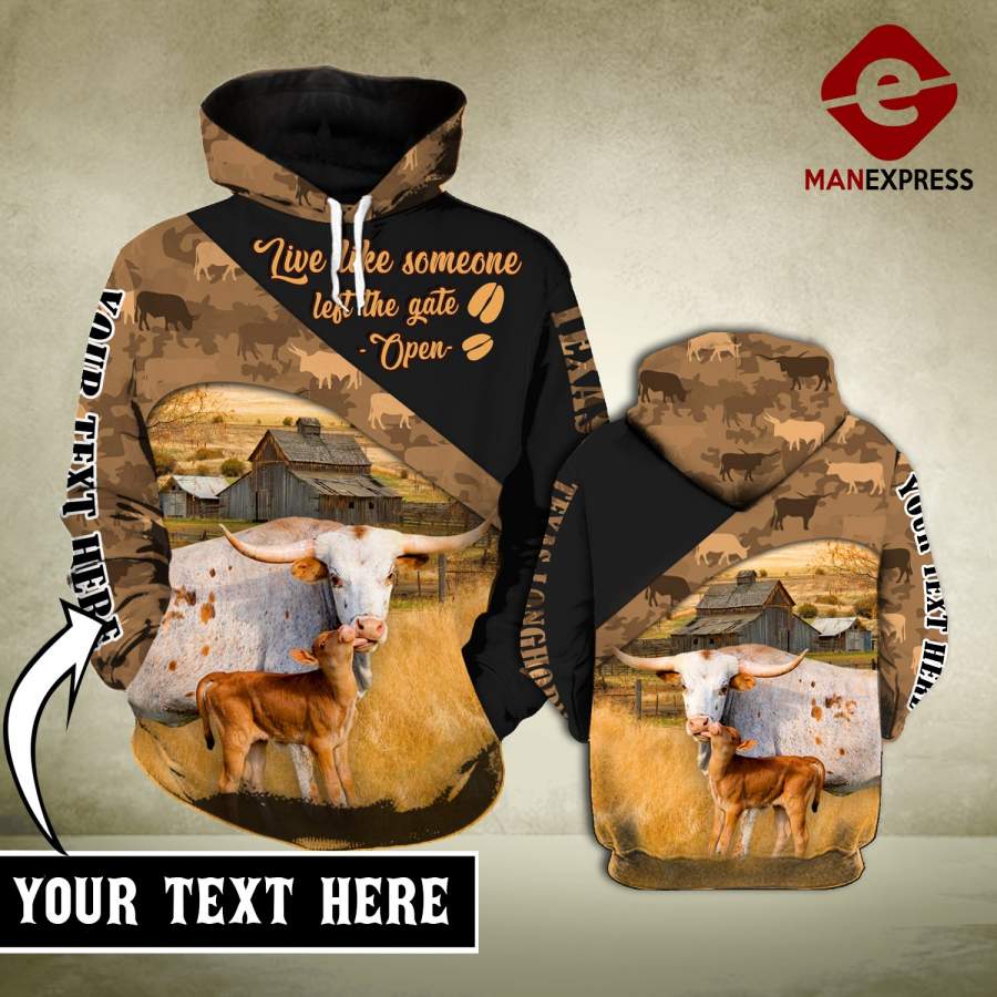 VH CUSTOMIZE TEXAS LONGHORN 2412 3D ALL PRINT HOODIE