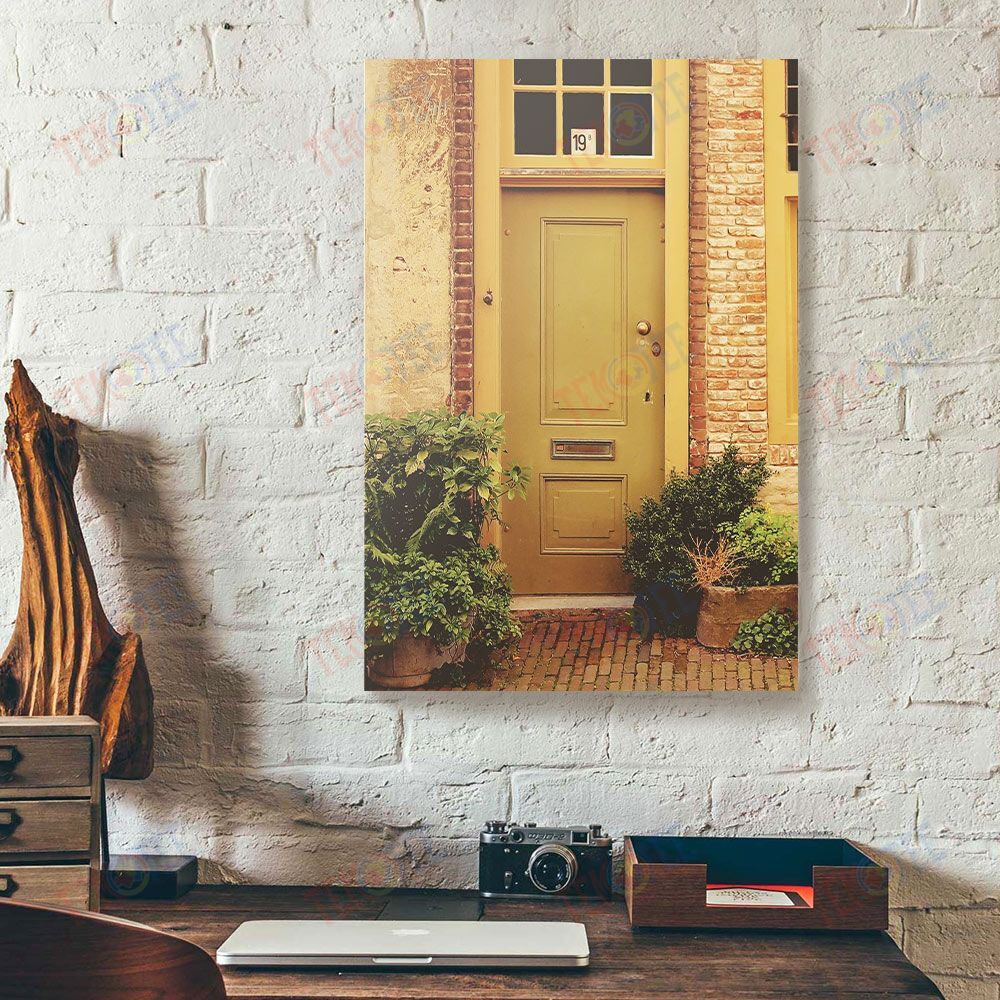 Canvas Wall Art Yellow Door Wood Frame Home Canvas Home Decor Canvas