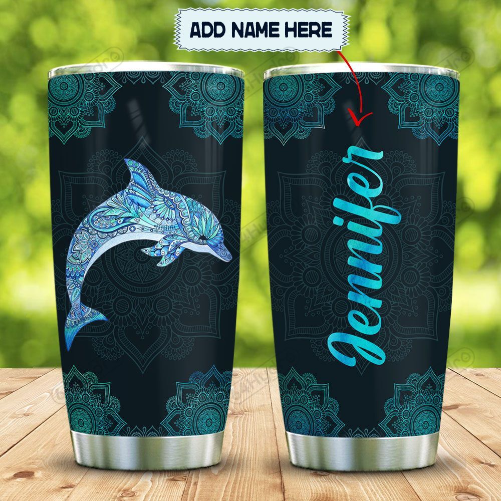 Hologram Blue Dolphin Mandala Personalized Kd2 Mal1101003Z  Stainless Steel Tumbler Travel Customize Name, Text, Number, Image