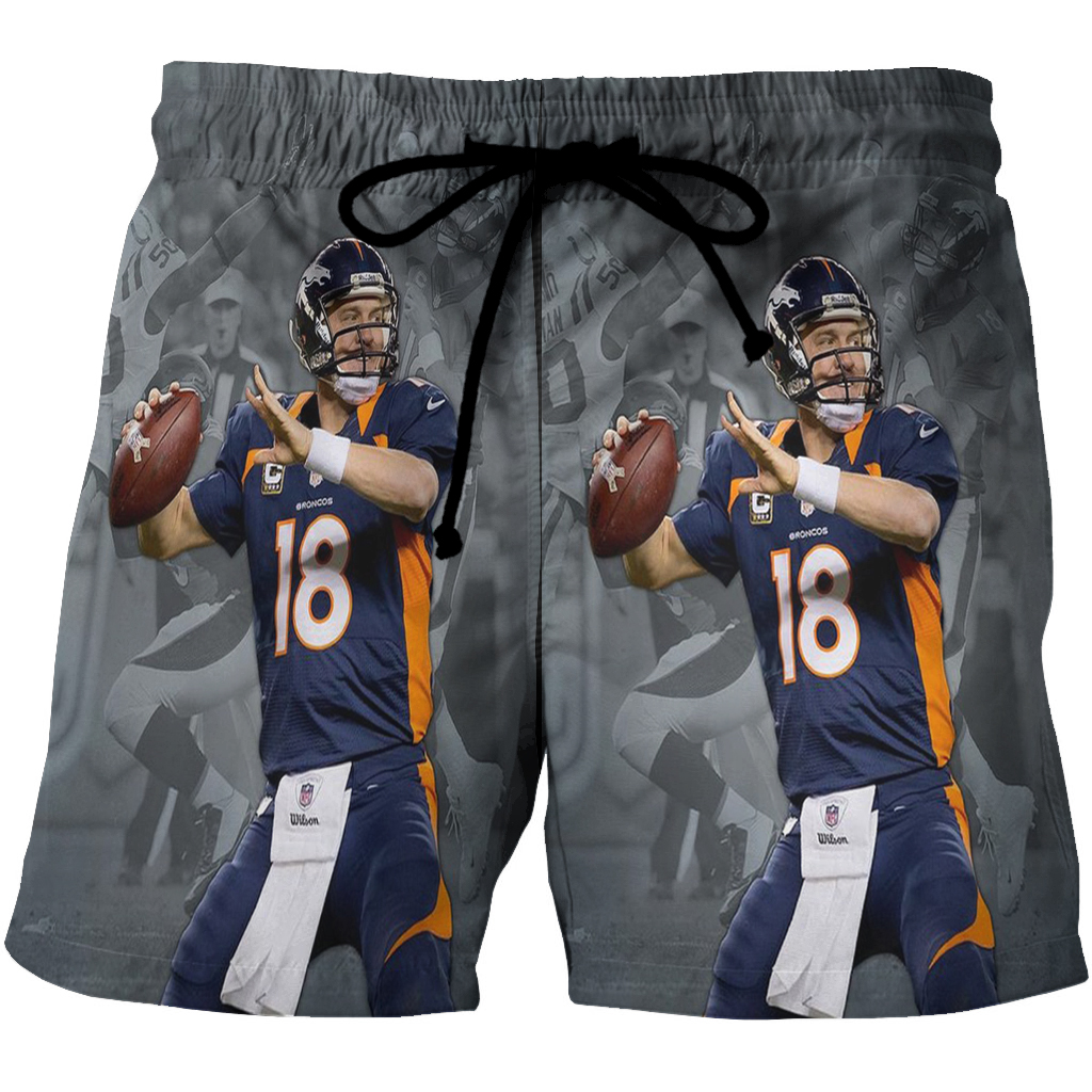 Denver Broncos 18 Peyton Manning V51 3D All Over Print Summer Beach Hawaiian Short