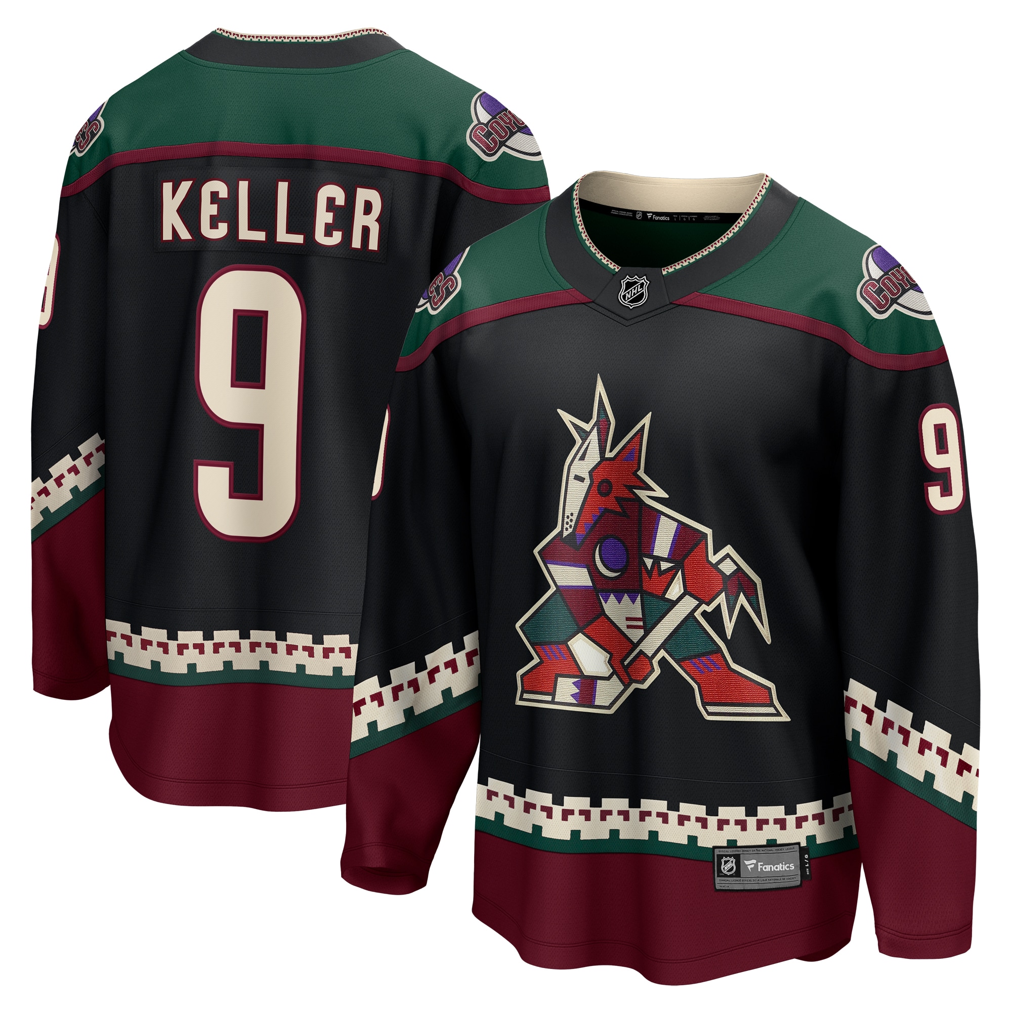 Clayton Keller Arizona Coyotes Branded Home Breakaway Jersey – Black