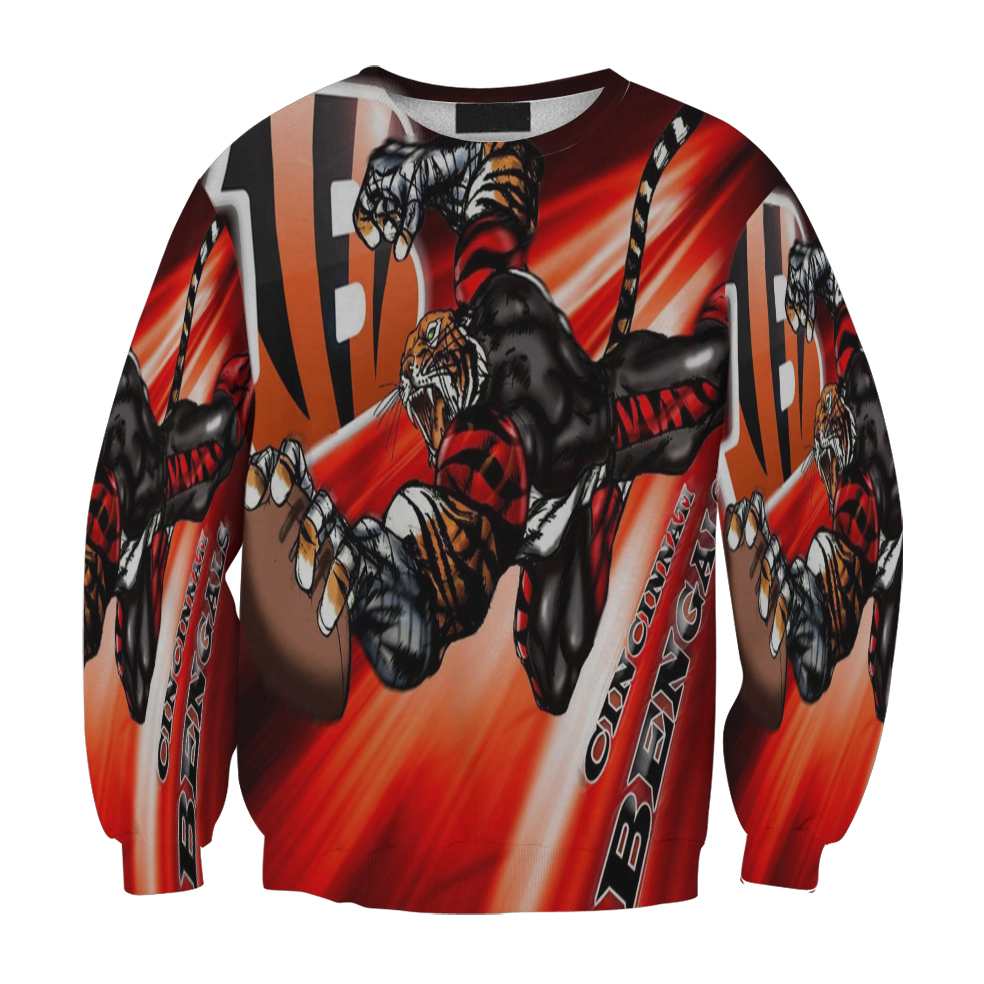 Cincinnati Bengals Emblem Tiger Flying Gift For Fan 3D Full Printing Sweatshirt