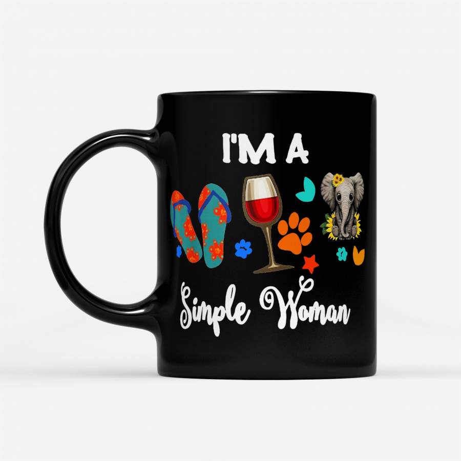 Sandals Wine Elephant I’M A Simple Woman – Black Mug