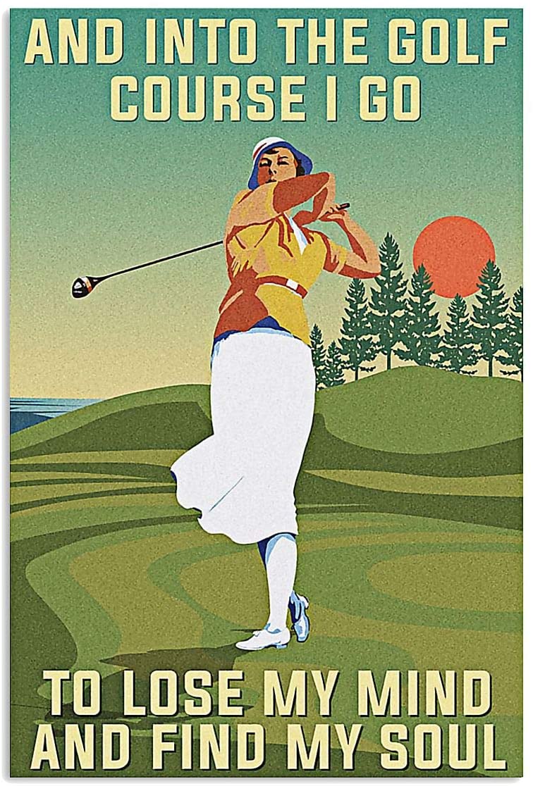 Vintage Into The Golf Course Girl Find My Soul Poster Art Print      Home Decor Gift For Men Women Family Friend On Birthday Xmas