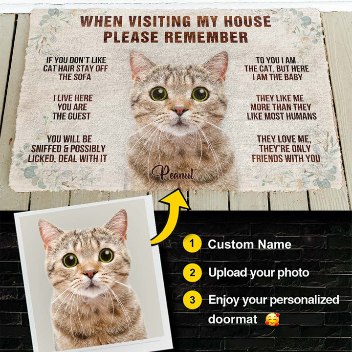 Waybackapparel Please Remember Cats House Rule Custom Photo Custom Name 3D Doormat