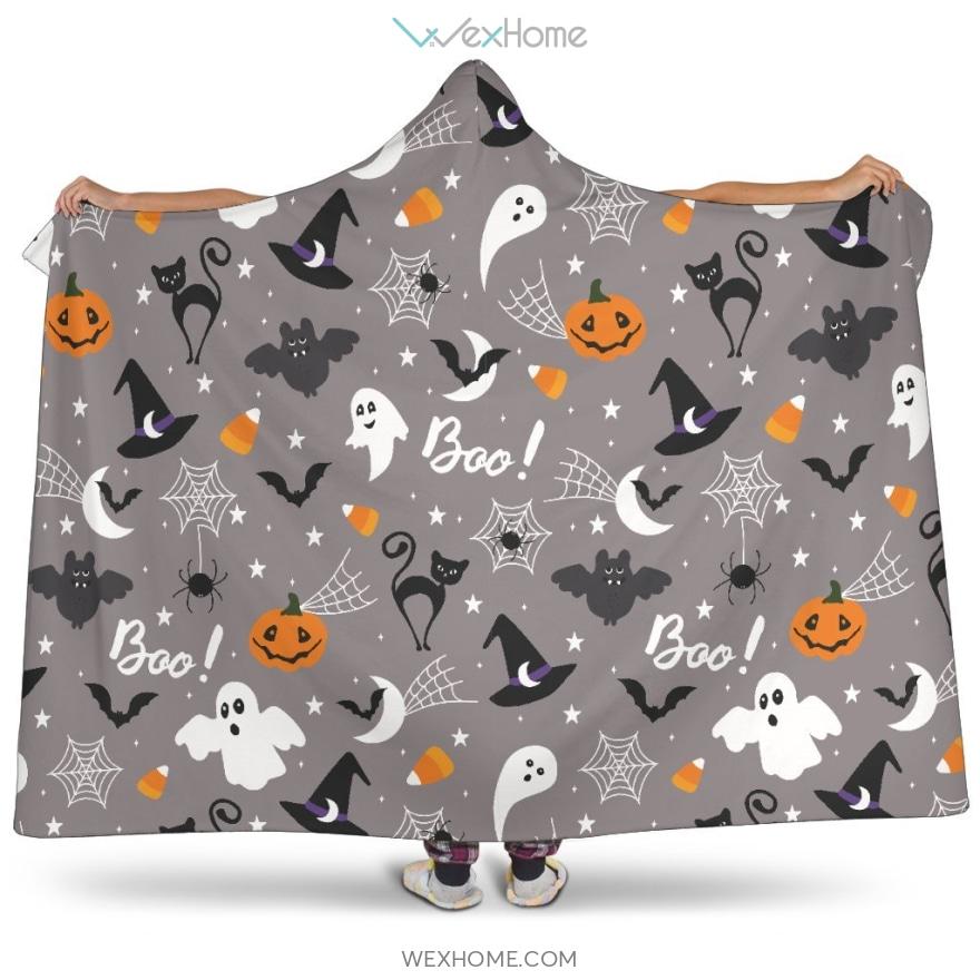 Halloween Design Pattern Hooded Blanket