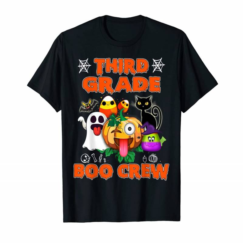 Black Cat Pumpkin Candy Ghost Shirt Third Grade Boo Crew