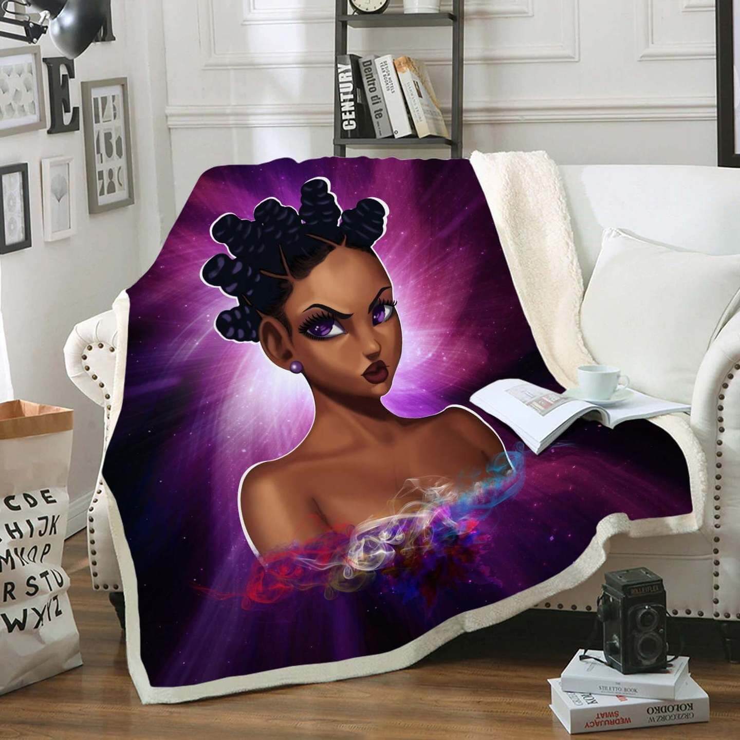 African American Blanket Art Team Natural African Fleece Blanket Black Girl Dreadlock Magic Fleece Blanket