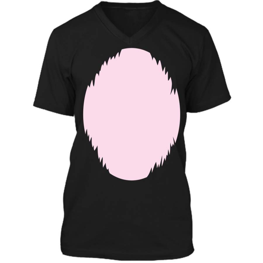 Cute Easter Bunny Costume Pink White Belly Dress Up Shirt Mens Printed V-Neck T