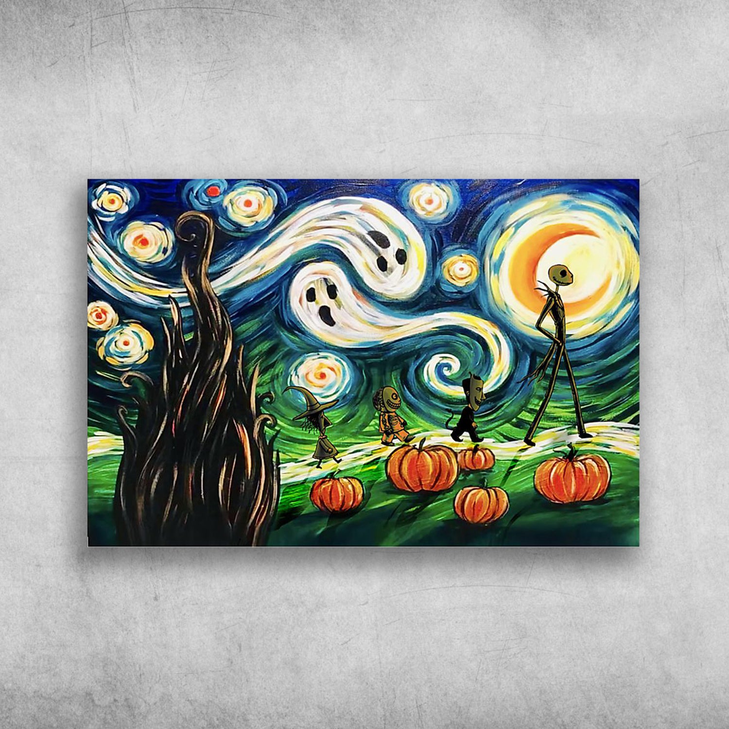 Jack Skellington Starry Night Halloween – Vincent Van Gogh Starry Night Posters Canvas Prints Wall Art