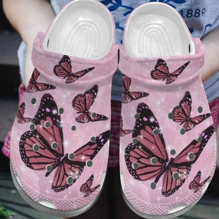 Pink Butterfly Bling Crocs Classic Clogs Shoes – Justbeperfect_Shop
