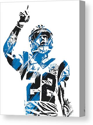 Christian Mccaffrey Carolina Panthers Watercolor Strokes Pixel Art 1 Joe Hamilton Canvas Print