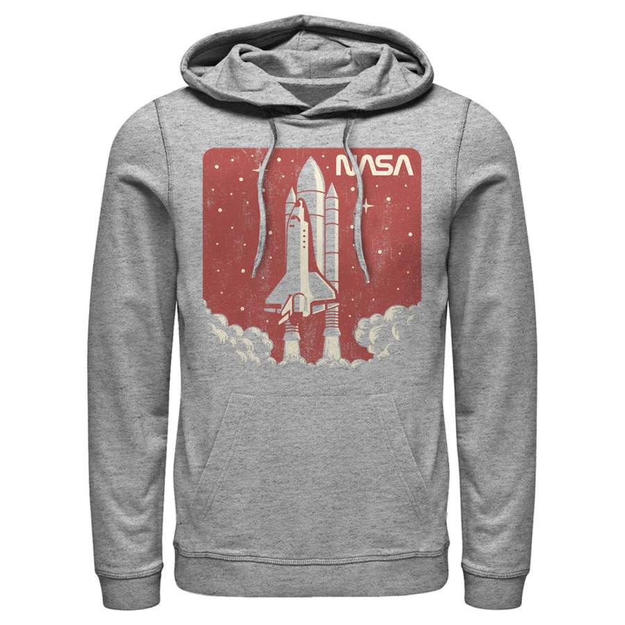 NASA Men’s Red And Orange Hue Lift Off Sticker Logo  Lightweight Hoodie