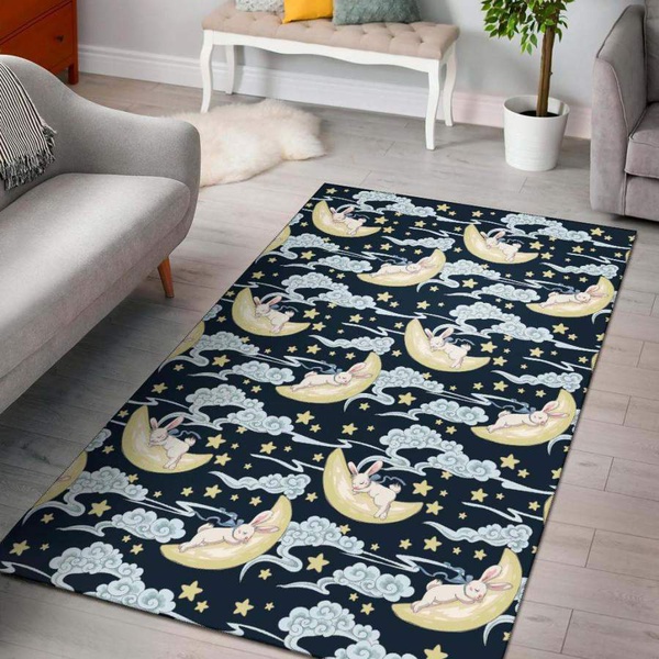 Rabbit Sleeping Pattern Print Design Rug RCDD81F37093