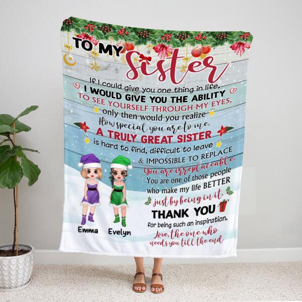 Personalized Christmas Blanket – Christmas Gifts For Sister – Up To 4 Girls