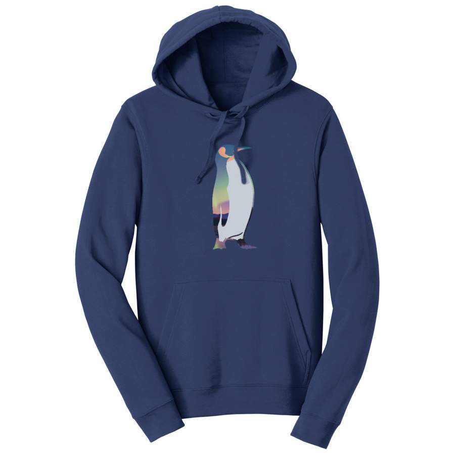 Northern Lights Penguin – Adult Unisex Hoodie Sweatshirt